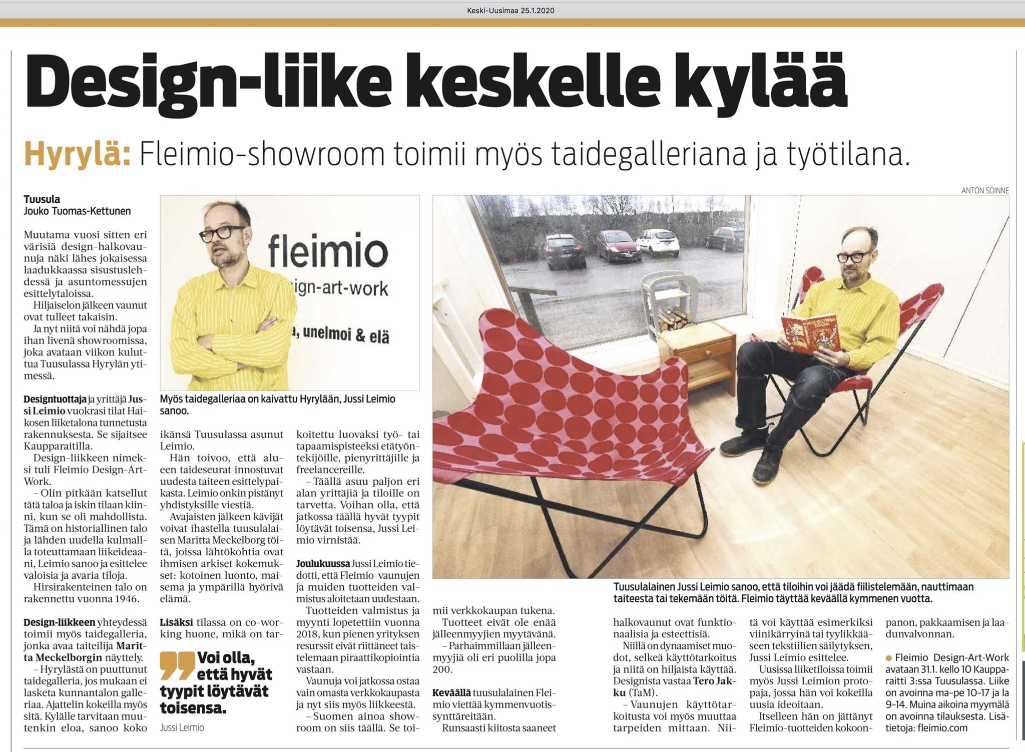 Keski-Uusimaa design-liike keskelle kylää s 16-17 25012020